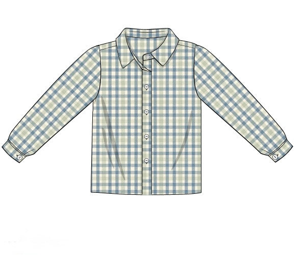 PRE ORDER Boys & Men’s Blue Willow Plaid Button Down Polo | ETA to LBS: SEPTEMBER