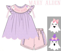 PRE ORDER Girls Custom Smocked Friendly Ghosts Short Set | ETA to LBS: SEPTEMBER