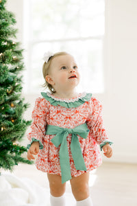 PRE ORDER Girls Red Christmas Bow Toile Bubble | ETA to LBS: OCTOBER