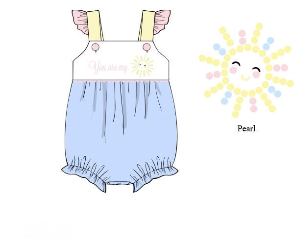 Girls Embroidered and Beaded You are my Sunshine Bubble