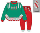 PRE ORDER Girls French Knot & Beaded Oh Christmas Tree Jogger Set | ETA to LBS: OCTOBER