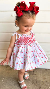 Girls Cherry Pop Smocked Bloomer Set