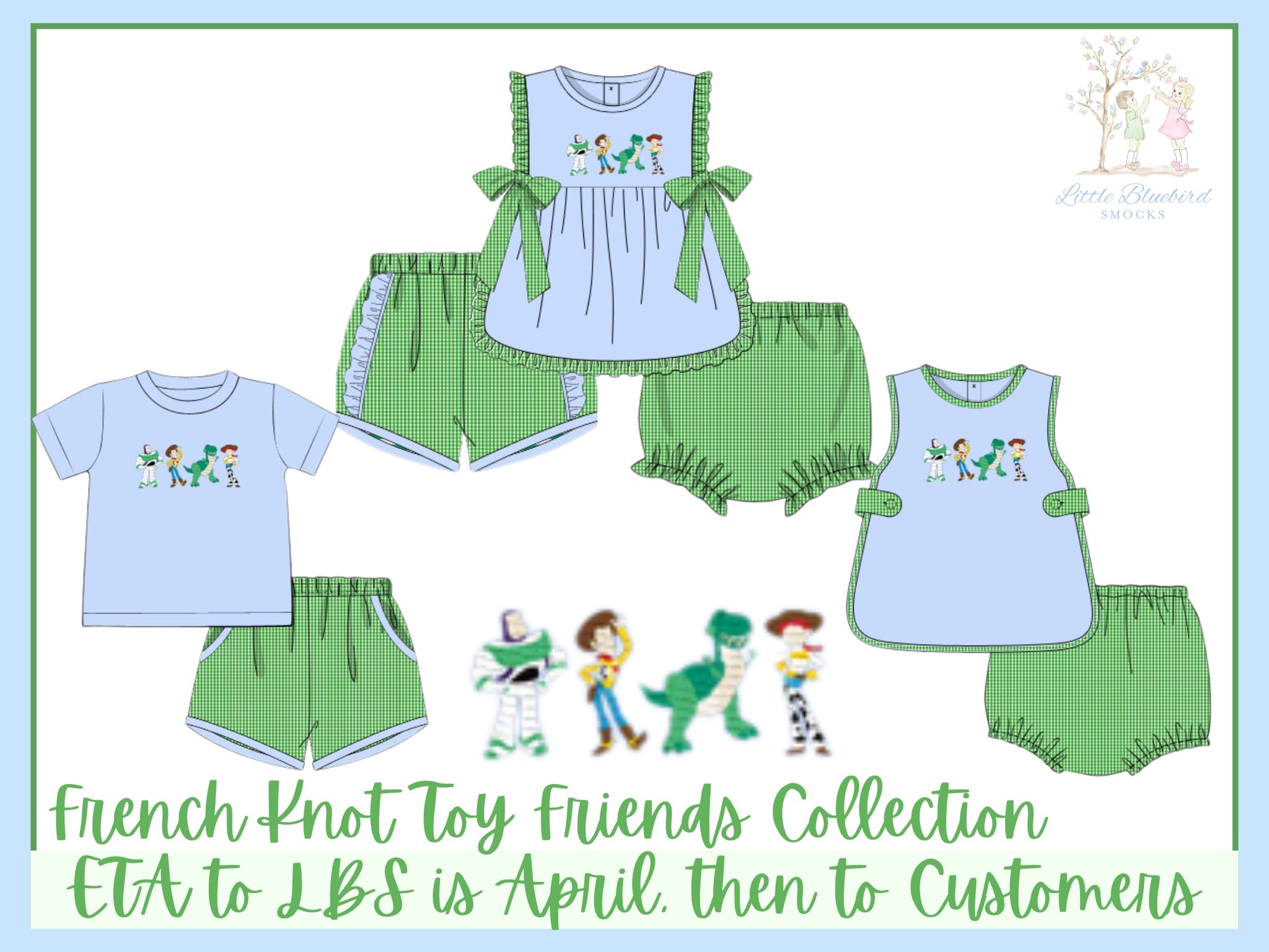 Girls Embroidered Toy Friends Bloomer Set