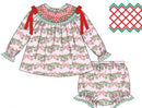 PRE ORDER Girls Smocked Christmas Garland Bloomer Set & Dress | ETA to LBS: OCTOBER