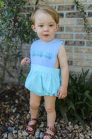 Boys French Knot Big Green Tractor Bubble
