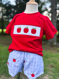 Boys Smocked A as in Apple Short Set