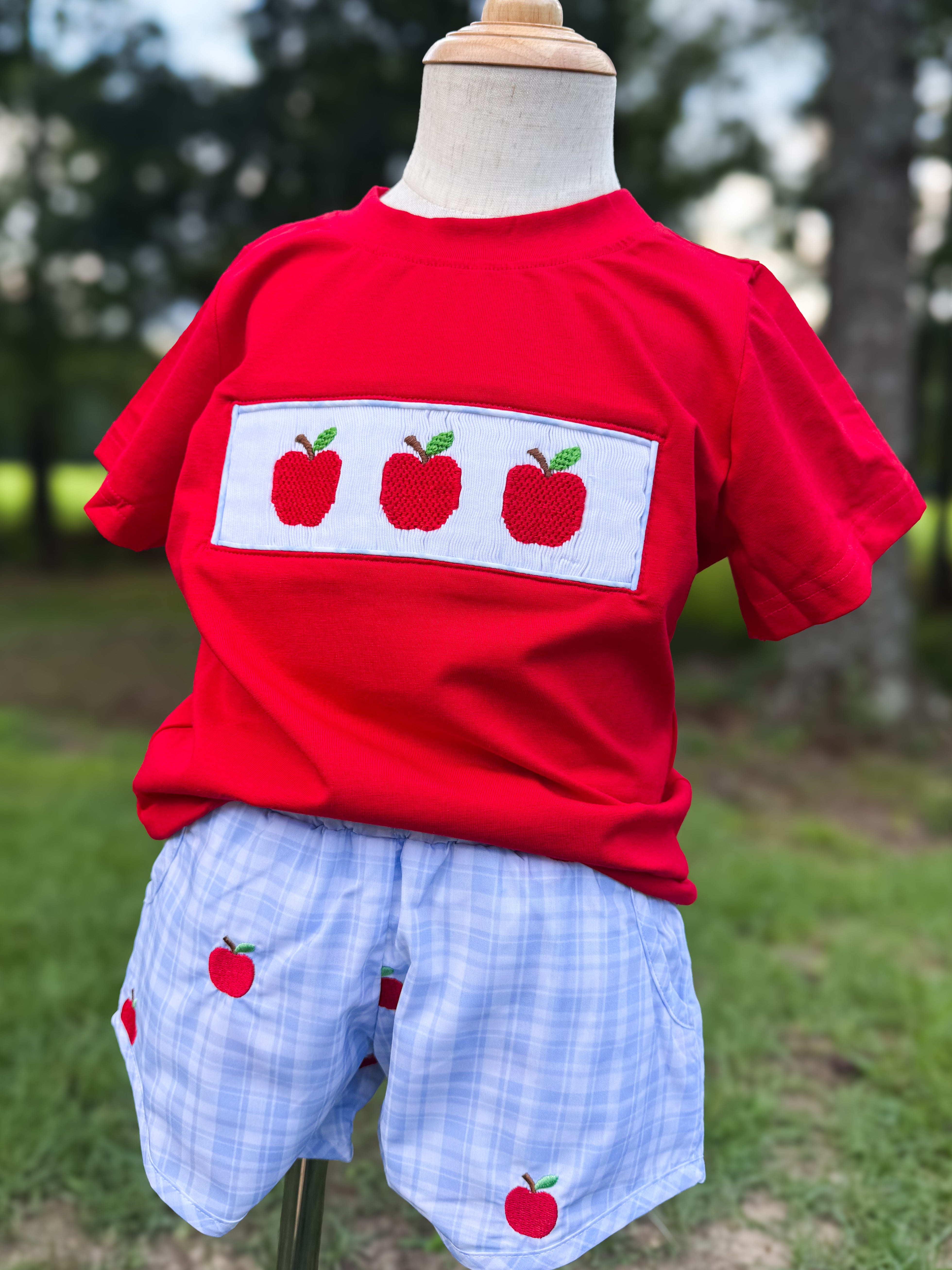 Boys Smocked A as in Apple Short Set
