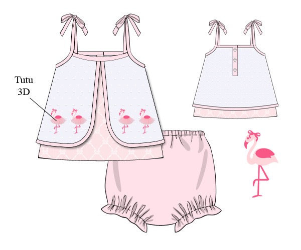 Girls Dancing Flamingos Bloomer Set