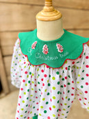 Girls Oh Christmas Tree French Knot Ruffle Pants Set