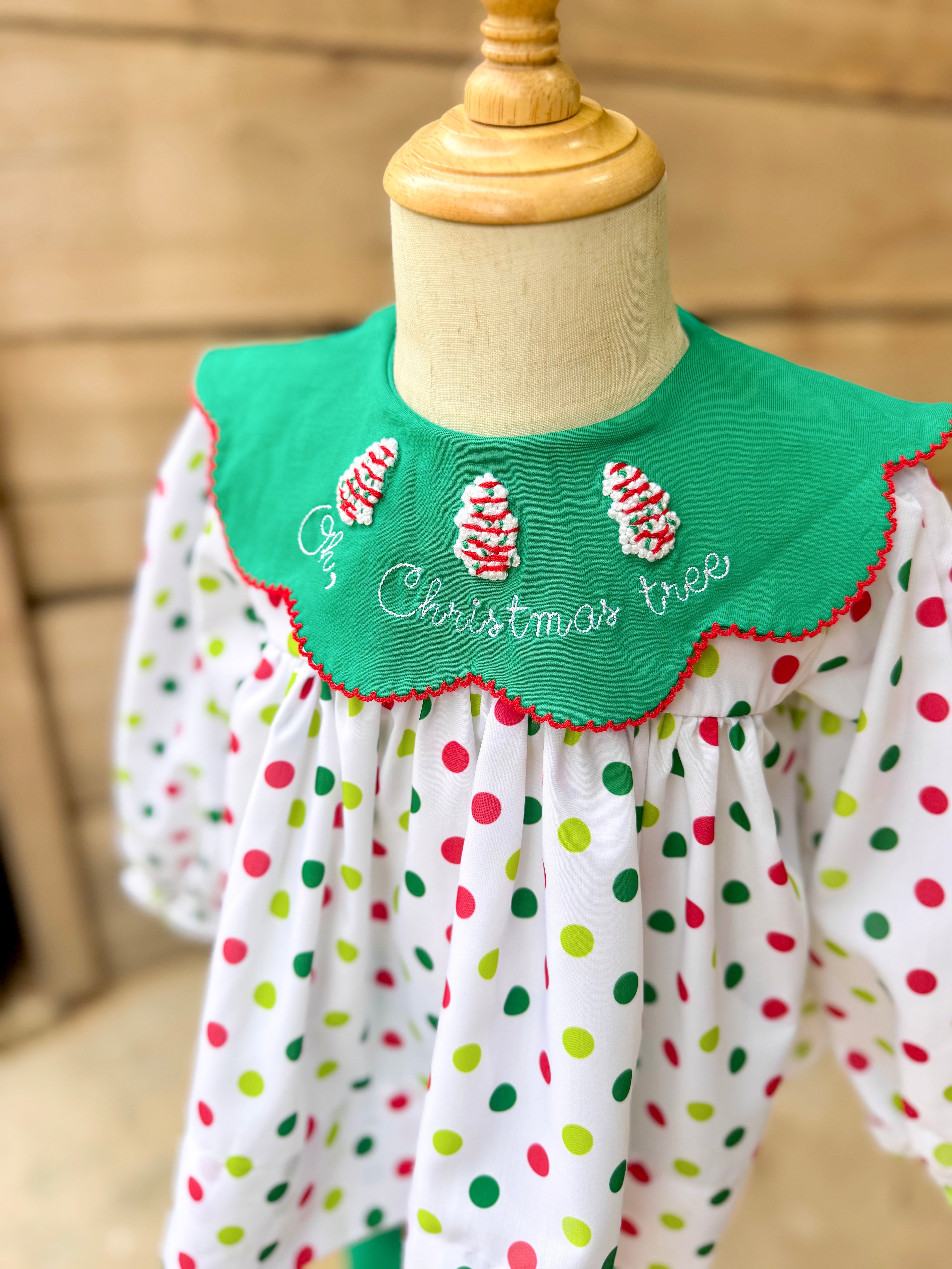 Girls Oh Christmas Tree French Knot Ruffle Pants Set