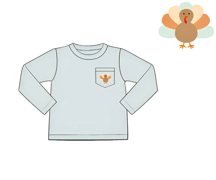 Boys Turkey Appliqué Pocket Shirt