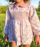 Girls Antique Floral Smocked Bloomer Set