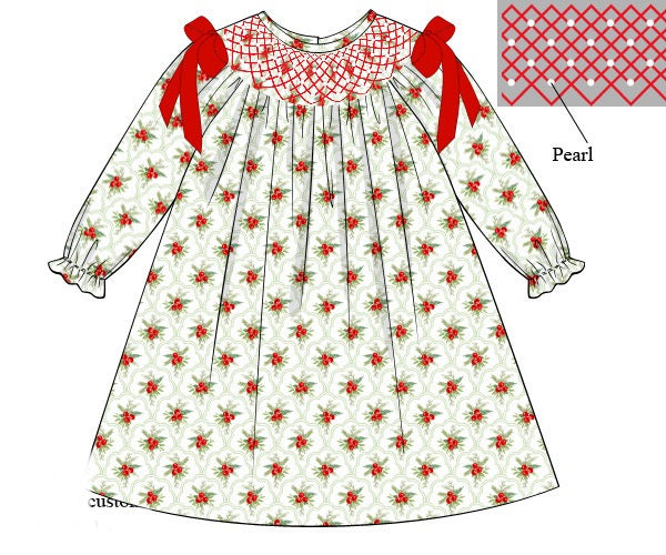 Girls Christmas Berries Smocked Dress