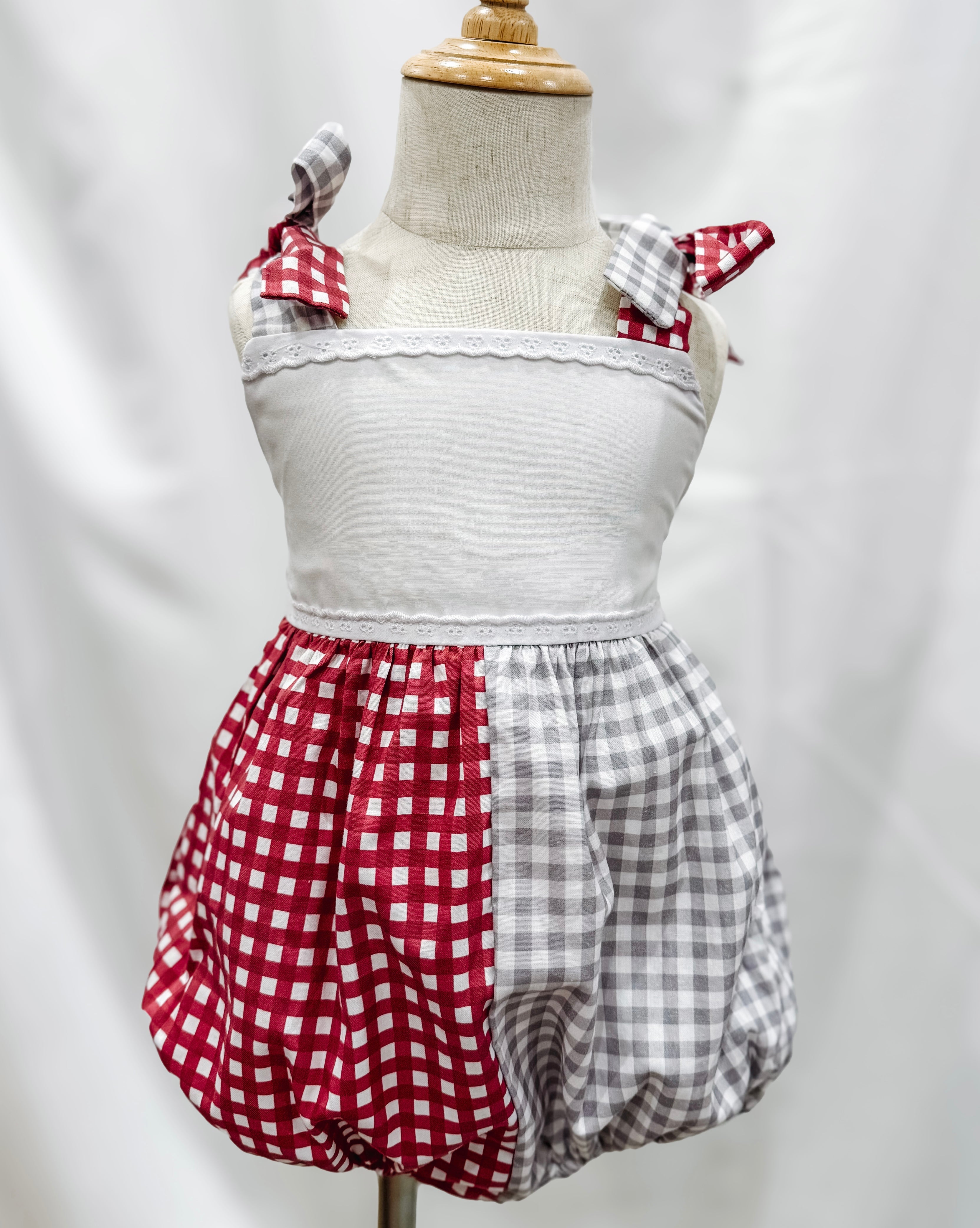 Crimson & Gray Gingham Bubble