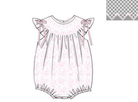 PRE ORDER Girls Toile Garden Bows Smock Bubble | ETA to LBS: March