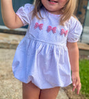 Girls Pink French Knot Bows Bitty Dot Bubble