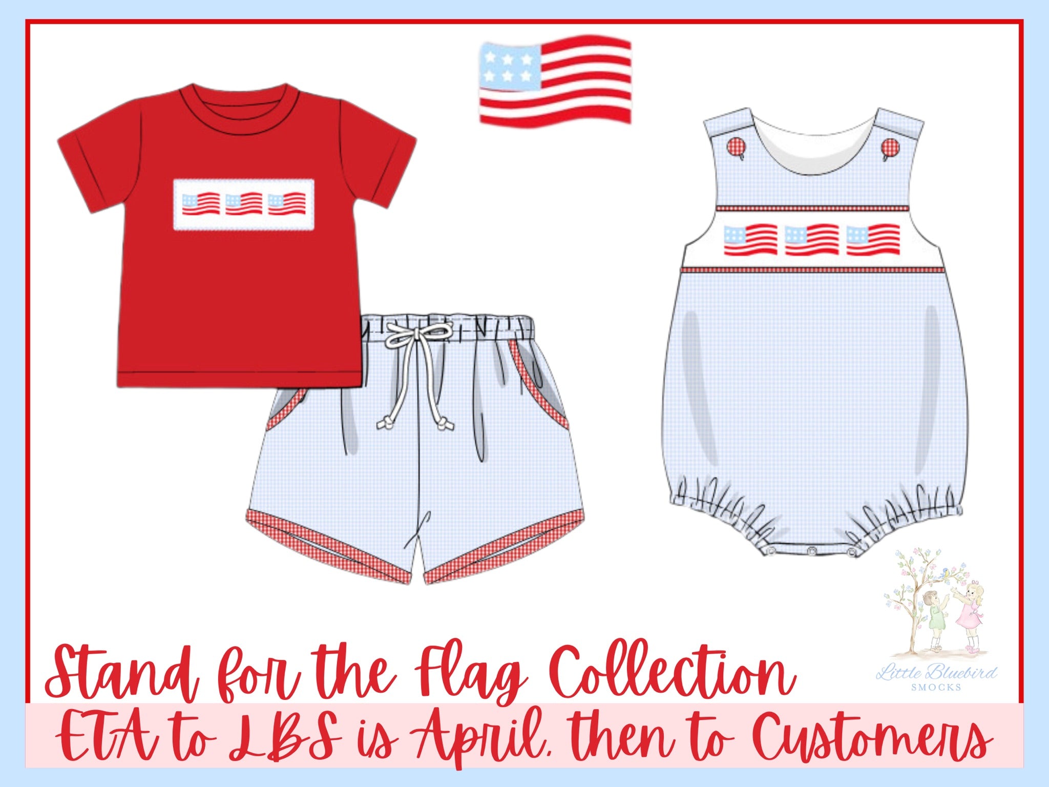 Boys Smocked Stand for the Flag Bubble