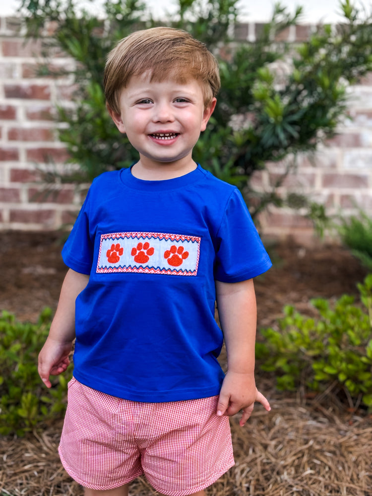 Boys Smocked Cougar Paw Short Set