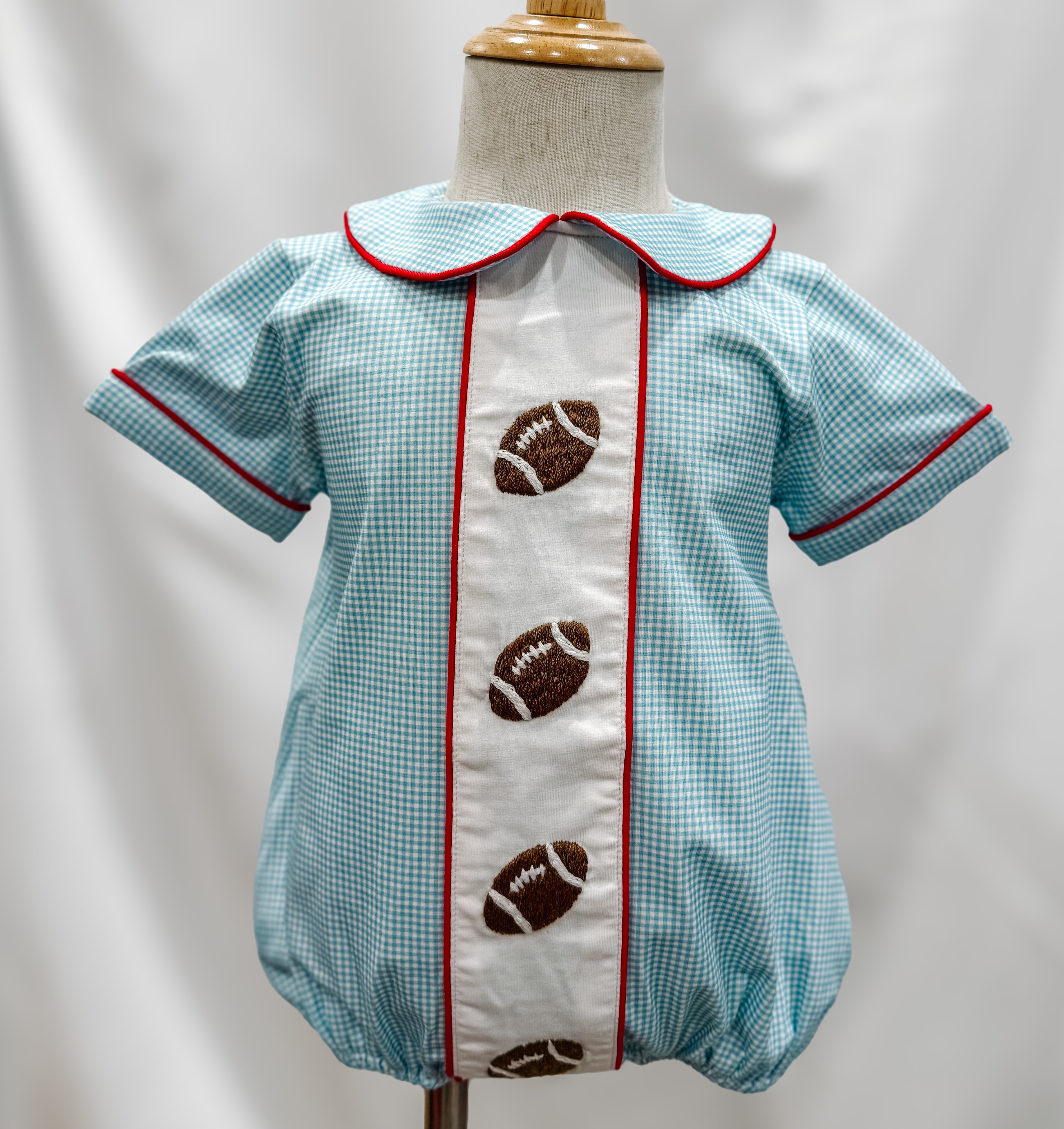 Boys Blue & Red Hand Embroidered Football Bubble