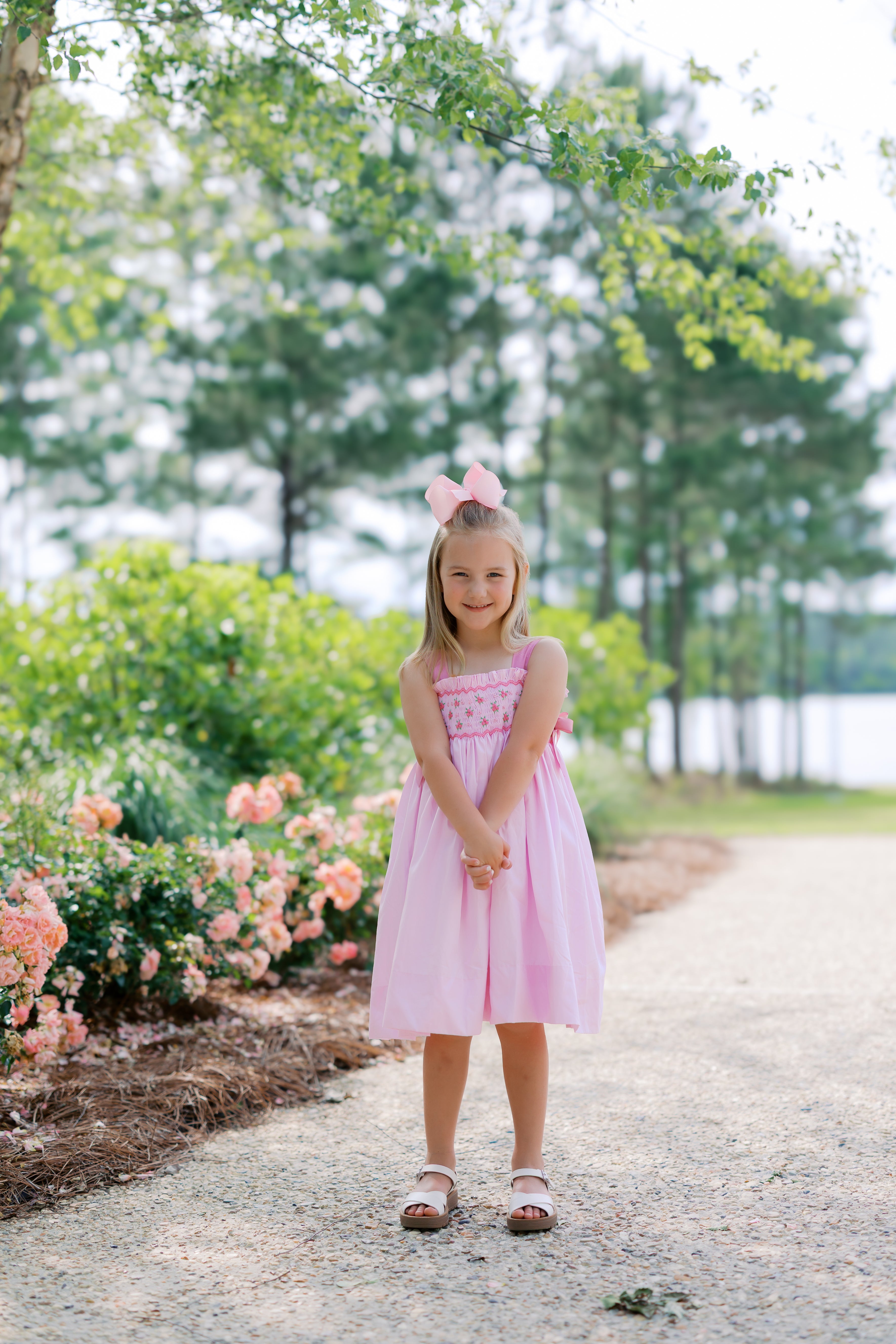 Girls Floral Heirloom Smocked Bloomer Set & Dress