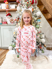 Girls Watercolor Santa Knit Lounge Set (To All a Good Night Embroidered)