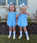 PRE ORDER Girls Blue Pearl Bows Bloomer Set & Dress|ETA to LBS: JANUARY