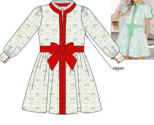 Womens Holiday Toile Dress