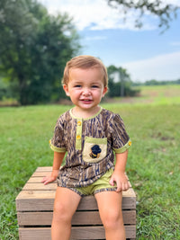 Boys French Knot Dog Bottomland Camo Short Set