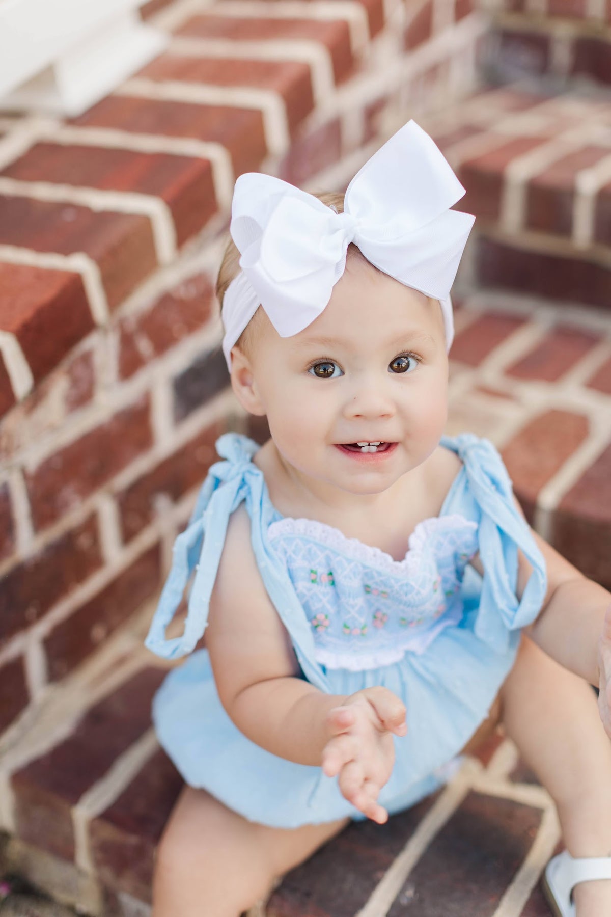 PRE ORDER Girls Blue Swiss Dot Smocked Bubble | ETA to LBS: JANUARY