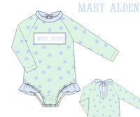 PRE ORDER Girls Name Smock Floral Daydream One-Piece Rash-Guard Swimsuit UPF 50+ | ETA to LBS: APRIL