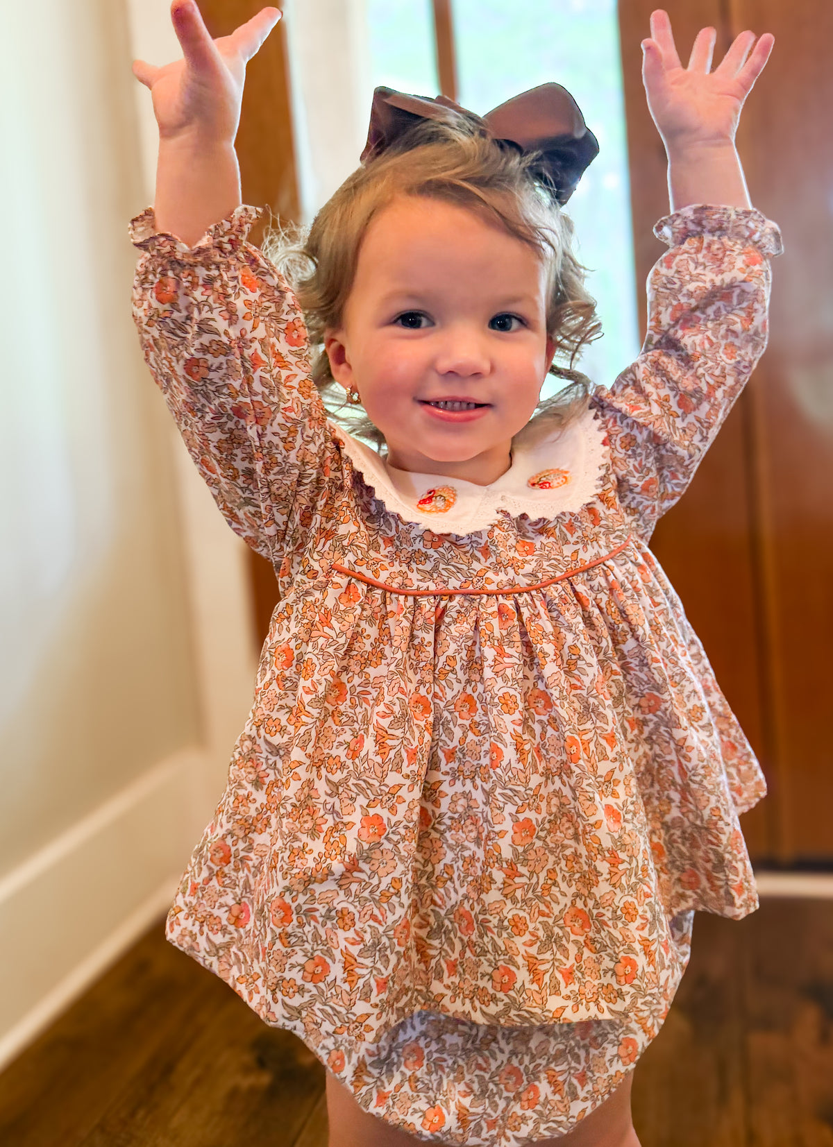 Girls Hand Embroidered Classic Turkey Bloomer Set & Dress