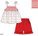 PRE ORDER Girls Smocked Cherry Pop Ruffle Short Set | ETA to LBS: APRIL
