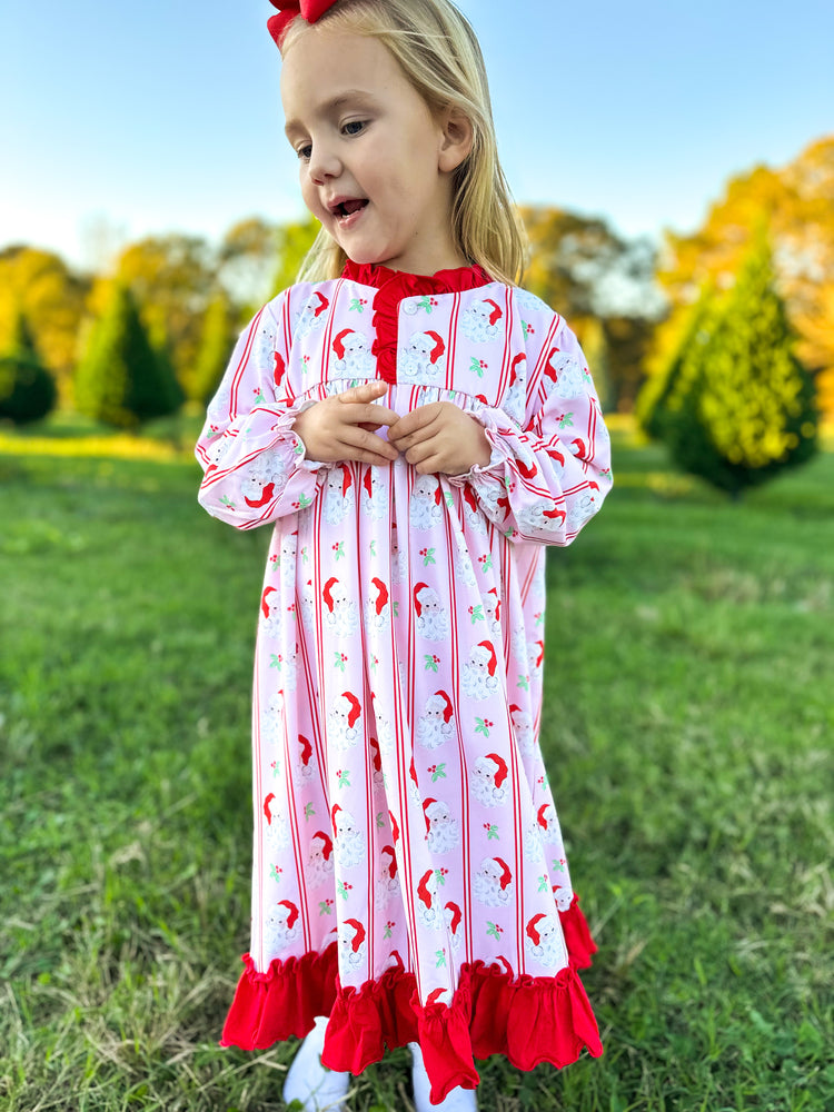 Girls Pink Santa Knit Night Gown