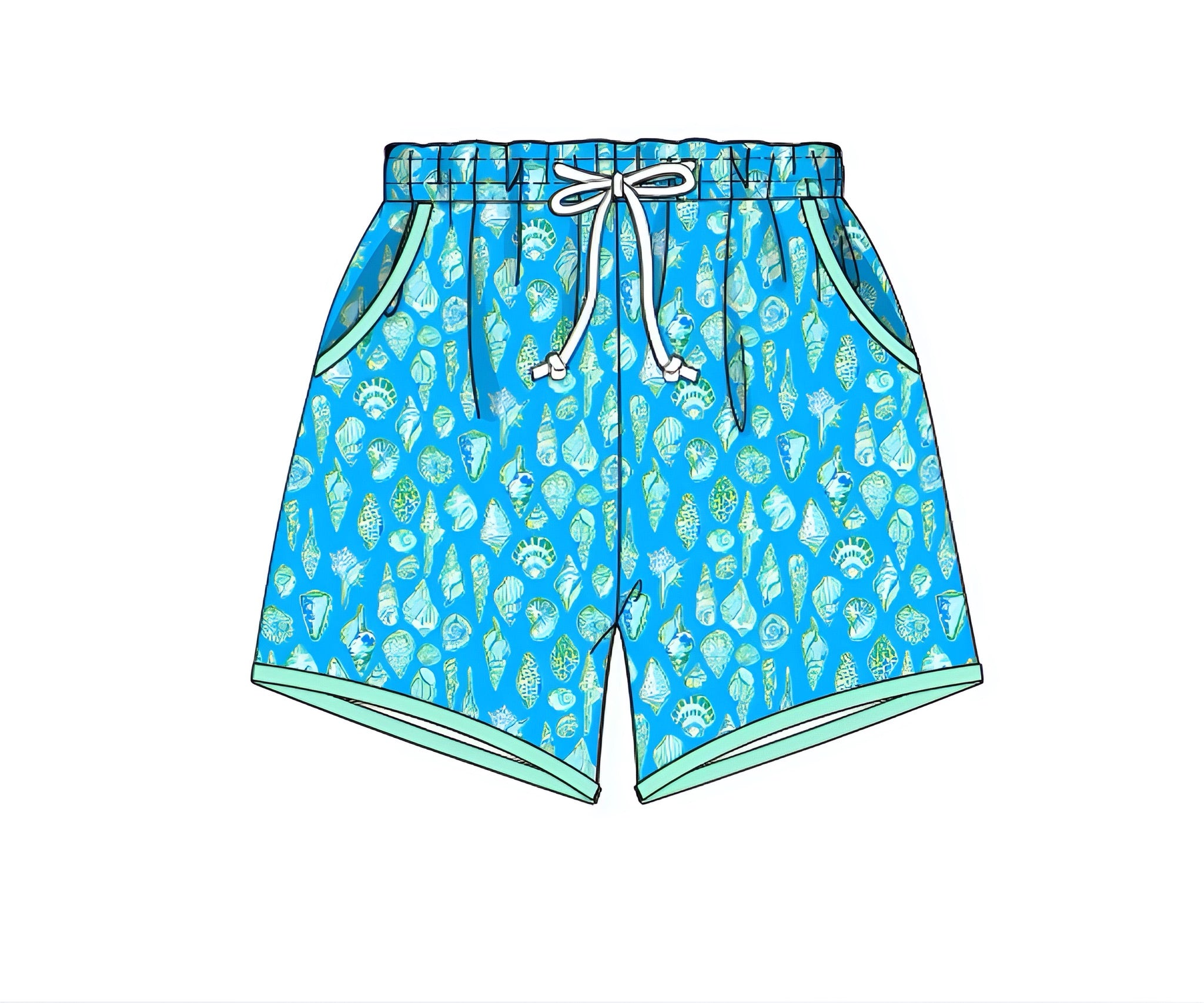 Mens Seashell Swim Trunks