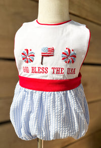 Boys French Knot God Bless the USA Bubble