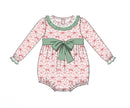 PRE ORDER Girls Red Christmas Bow Toile Bubble | ETA to LBS: OCTOBER