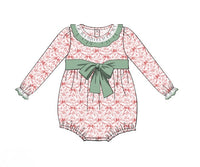 PRE ORDER Girls Red Christmas Bow Toile Bubble | ETA to LBS: OCTOBER