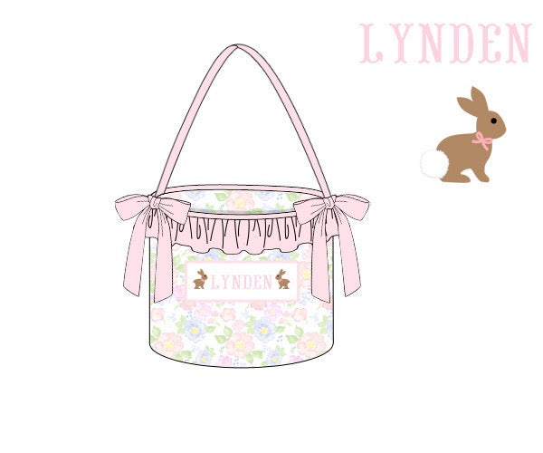 PRE ORDER Girls Spring Blooms Name Smocked Easter Basket | ETA to LBS: March