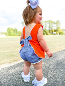 Orange & Navy French Knot Cheerleader Bloomer Set
