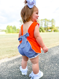 Orange & Navy French Knot Cheerleader Bloomer Set