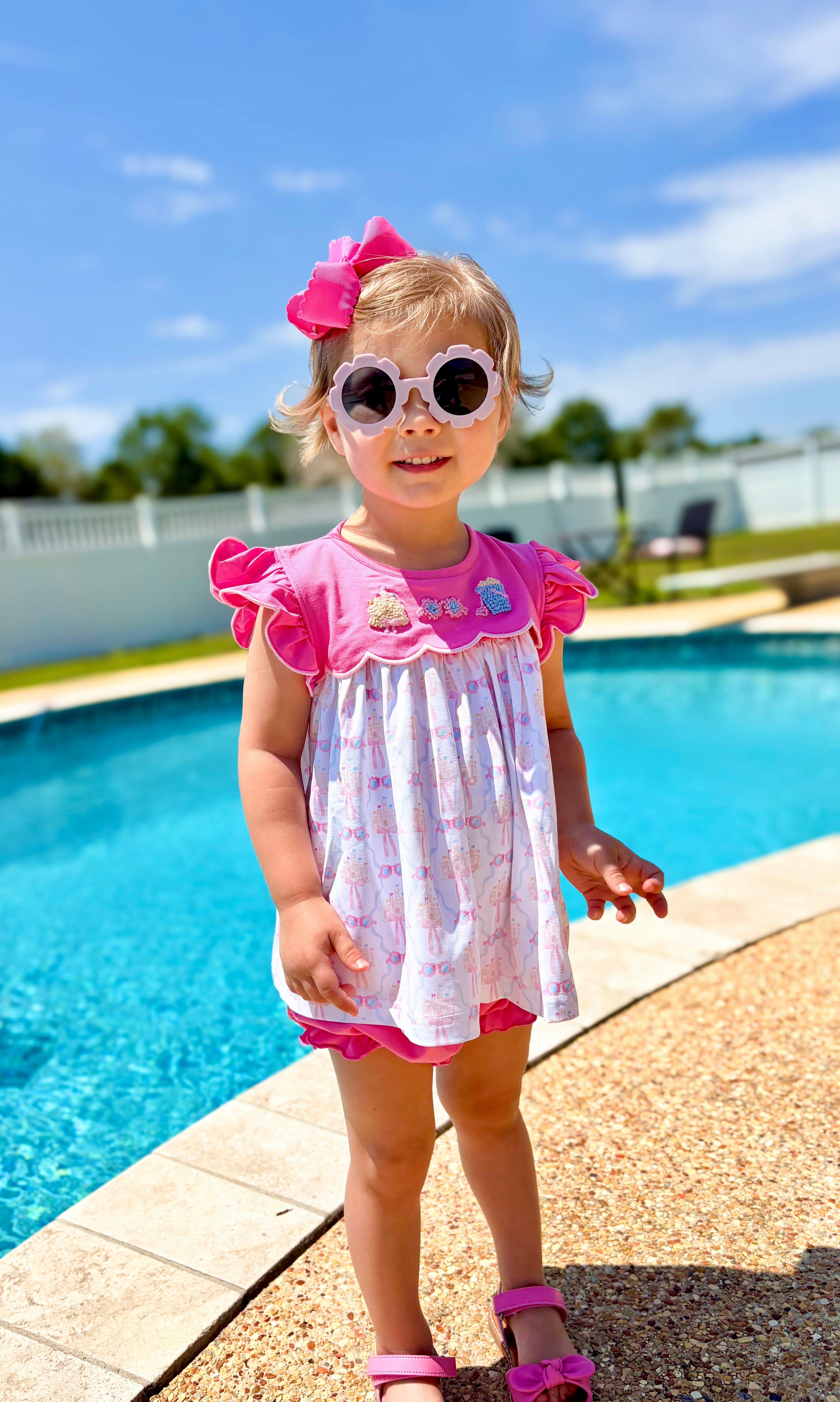 Girls French Knot Sunny & Bright Bubble Bloomer Set & Dress
