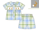 PRE ORDER Boys Smocked Here Comes Peter Cotton Tail Short Set | ETA to LBS: FEBRUARY