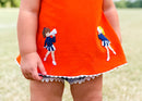 Orange & Navy French Knot Cheerleader Bloomer Set