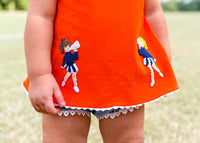 Orange & Navy French Knot Cheerleader Bloomer Set