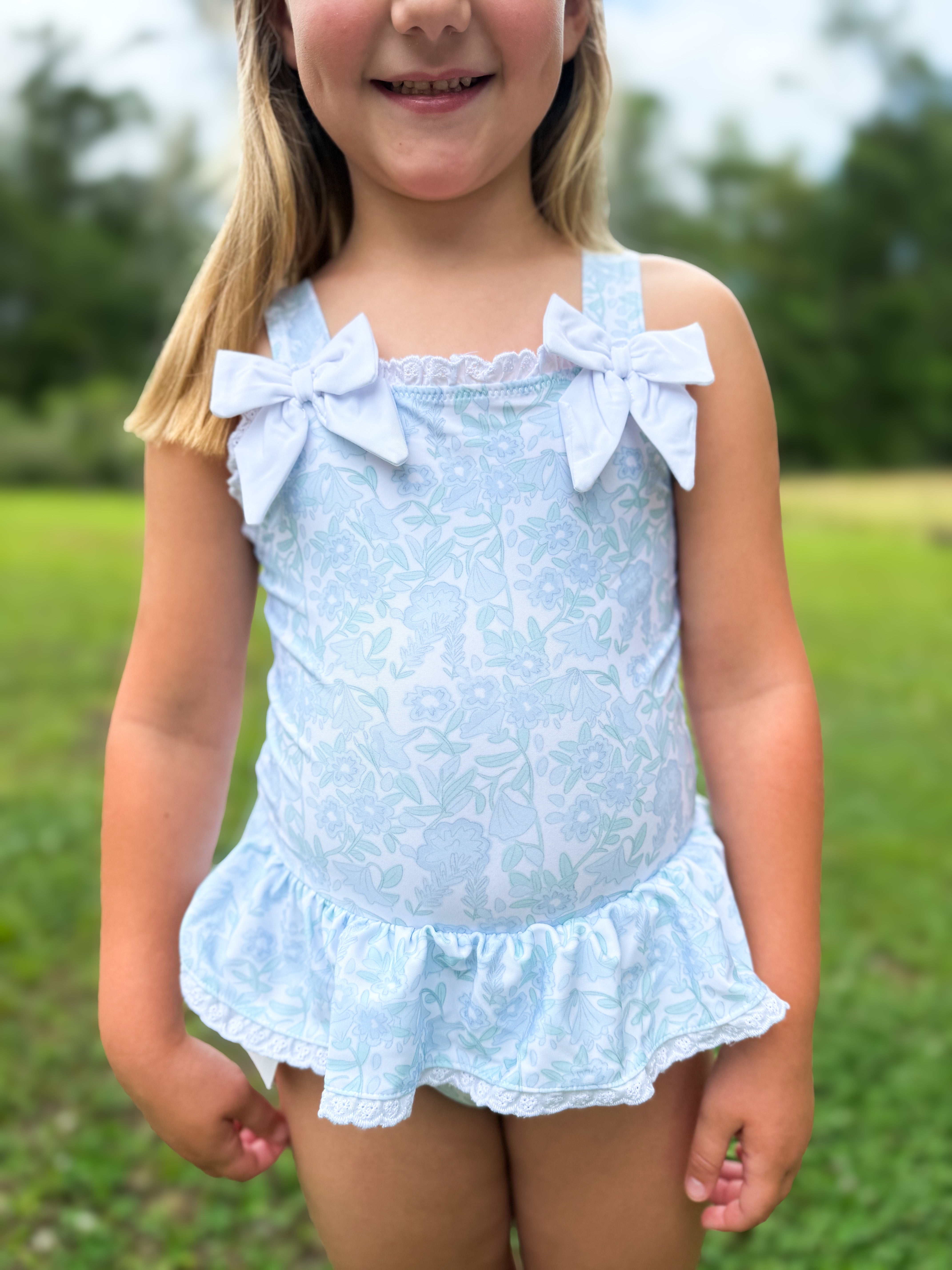 Girls Meadow Blues One-Piece Swimsuit