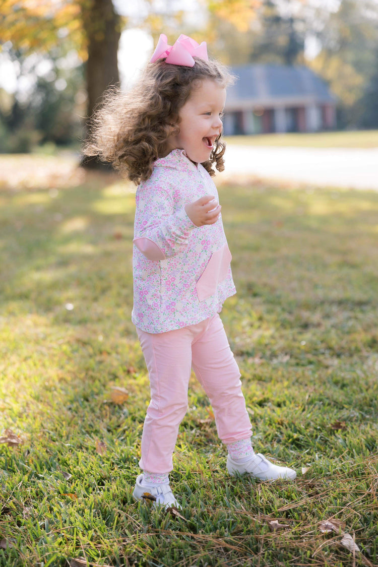 Girls Pink Floral Jogger Set