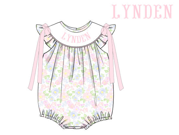 PRE ORDER Girls Name Smock Spring Blooms Bubble | ETA to LBS: March