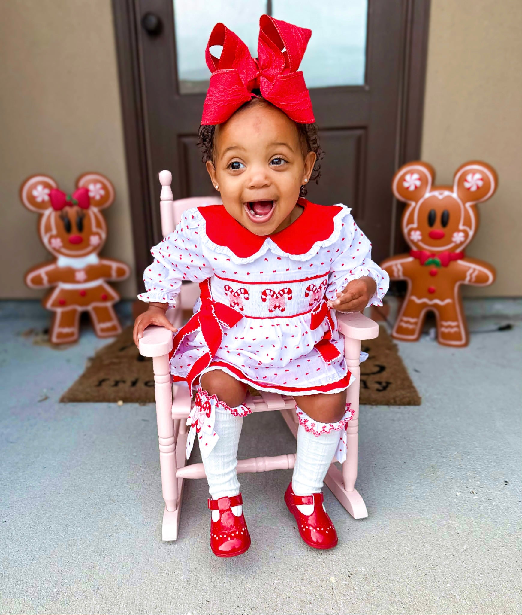 Girls Candy Cane Dreams Smock Bloomer Set