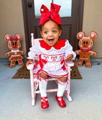 Girls Candy Cane Dreams Smock Bloomer Set