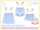 PRE ORDER Girls Embroidered and Beaded You are my Sunshine Bloomer Set & Dress | ETA to LBS: APRIL